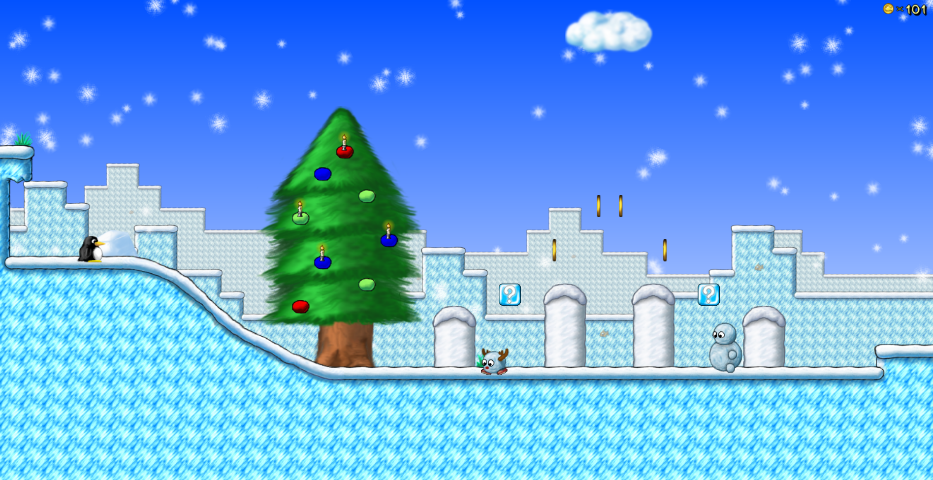 SuperTux game with Christmas level