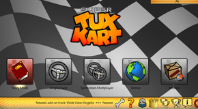 SuperTuxKart game main screen