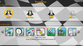 SuperTuxKart game with different game mode options