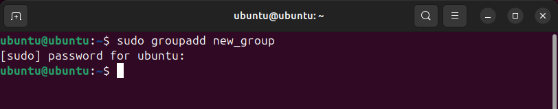 Выполнение команды groupadd в Linux для создания группы.