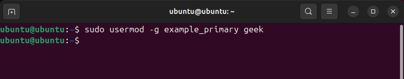 Команда usermod для смены основной группы пользователя в Linux.