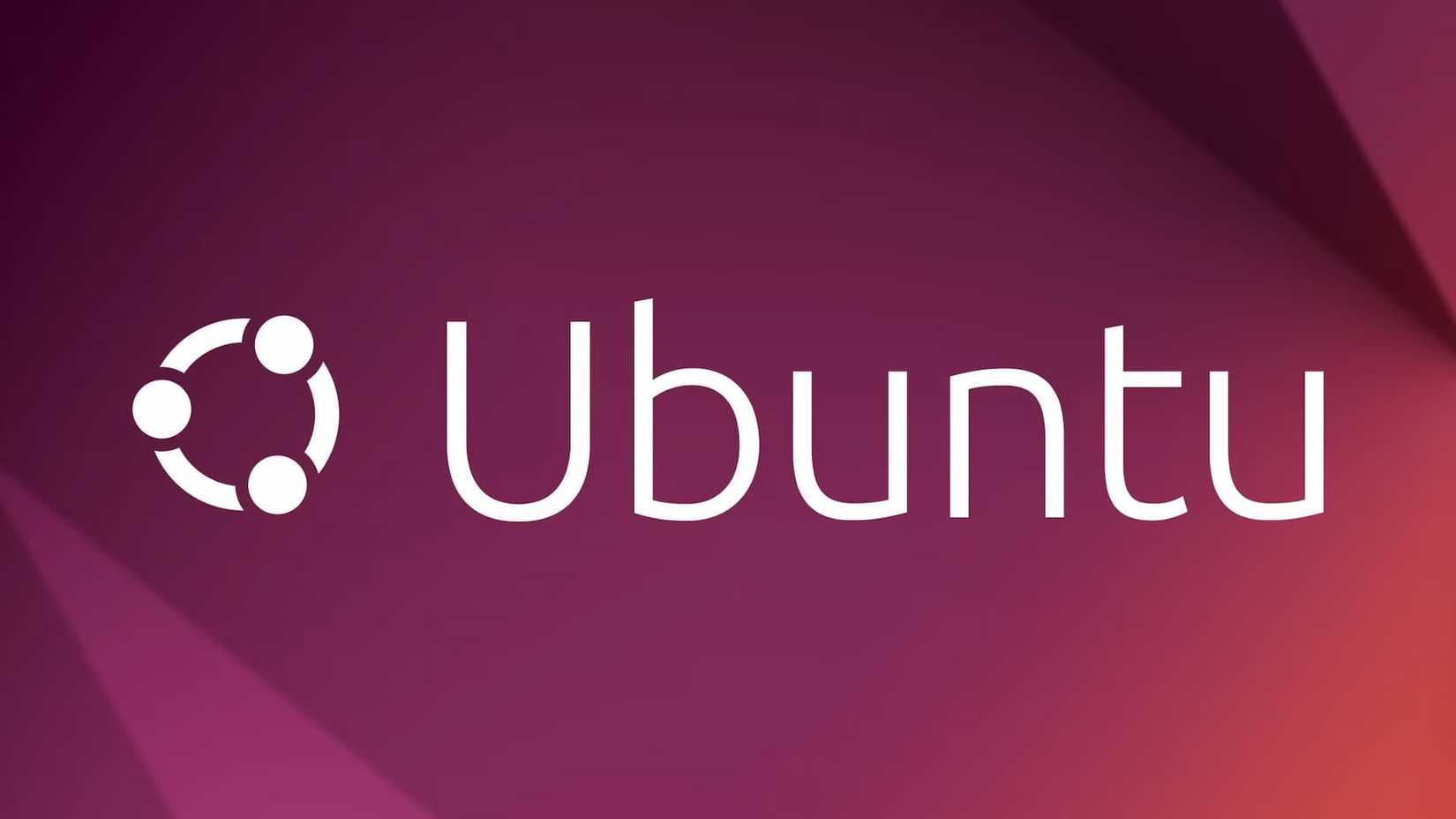 The Ubuntu Linux logo on a purple background with a little orange coming from the bottom right