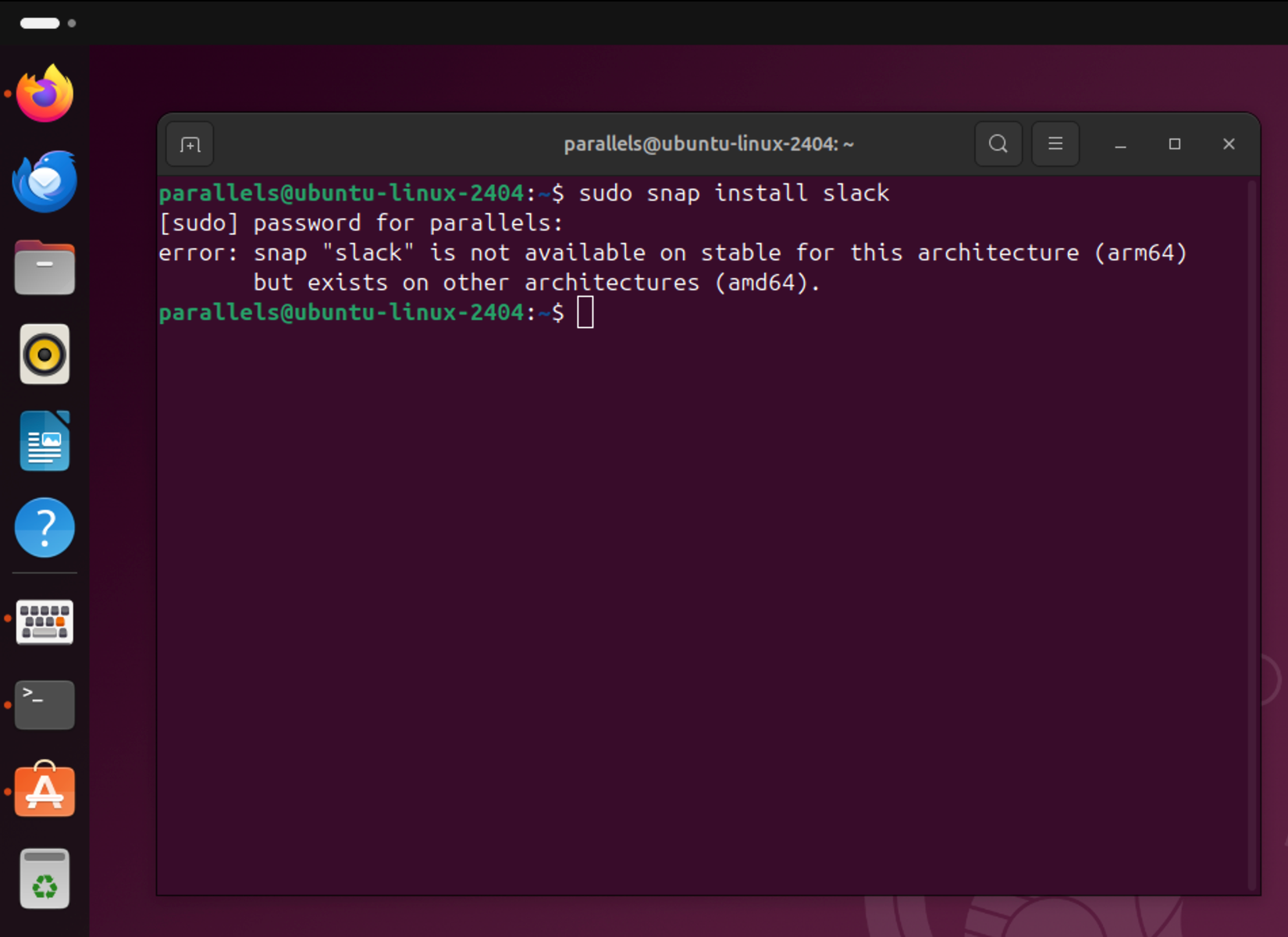 Trying and failing to install Slack in Ubuntu.