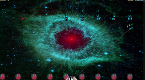 Tux shooting lasers at words in Tux typing game