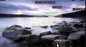 tux typing in game visuals with words falling down the sky