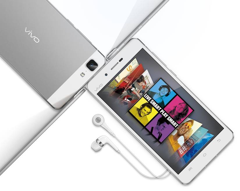 Multiple vivo X5Max phones arranged into a cross-like shape. 