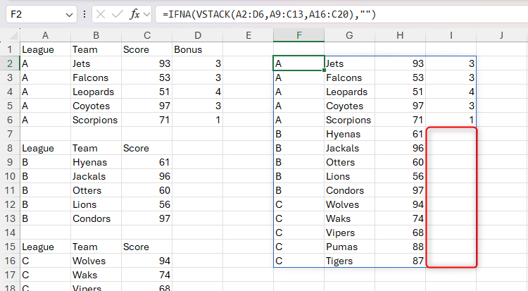 How to Use the VSTACK and HSTACK Functions in Microsoft Excel