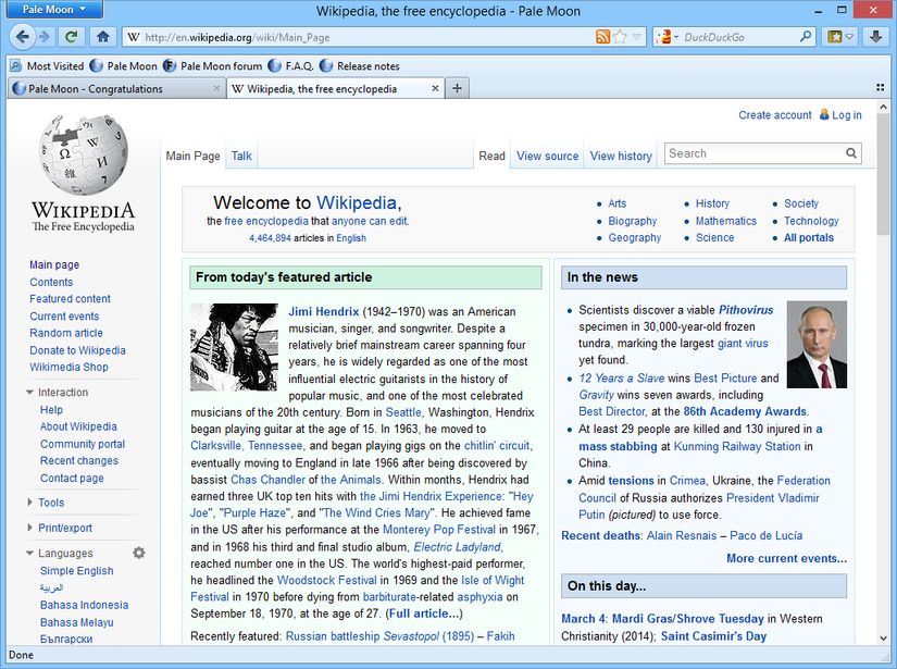 Uma captura de tela do navegador da web da lua pálida.