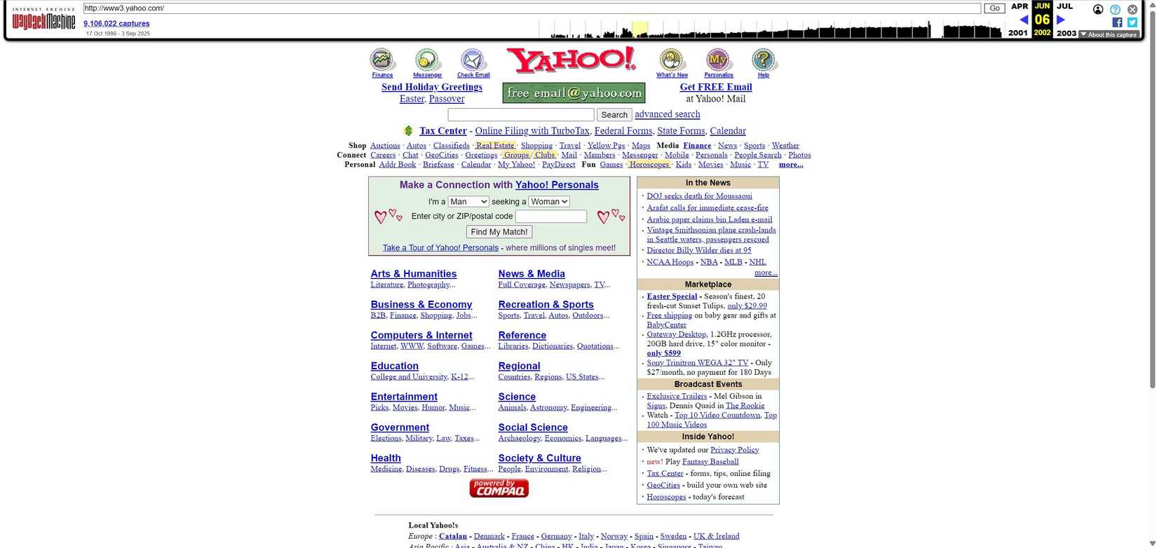 Um instantâneo do site do Yahoo.
