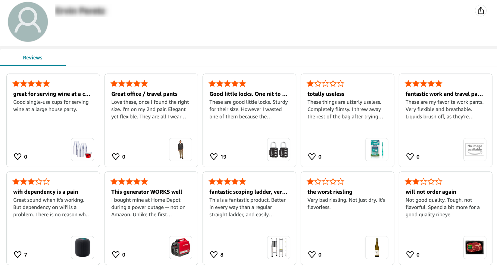 Checking the review history on the Amazon website.