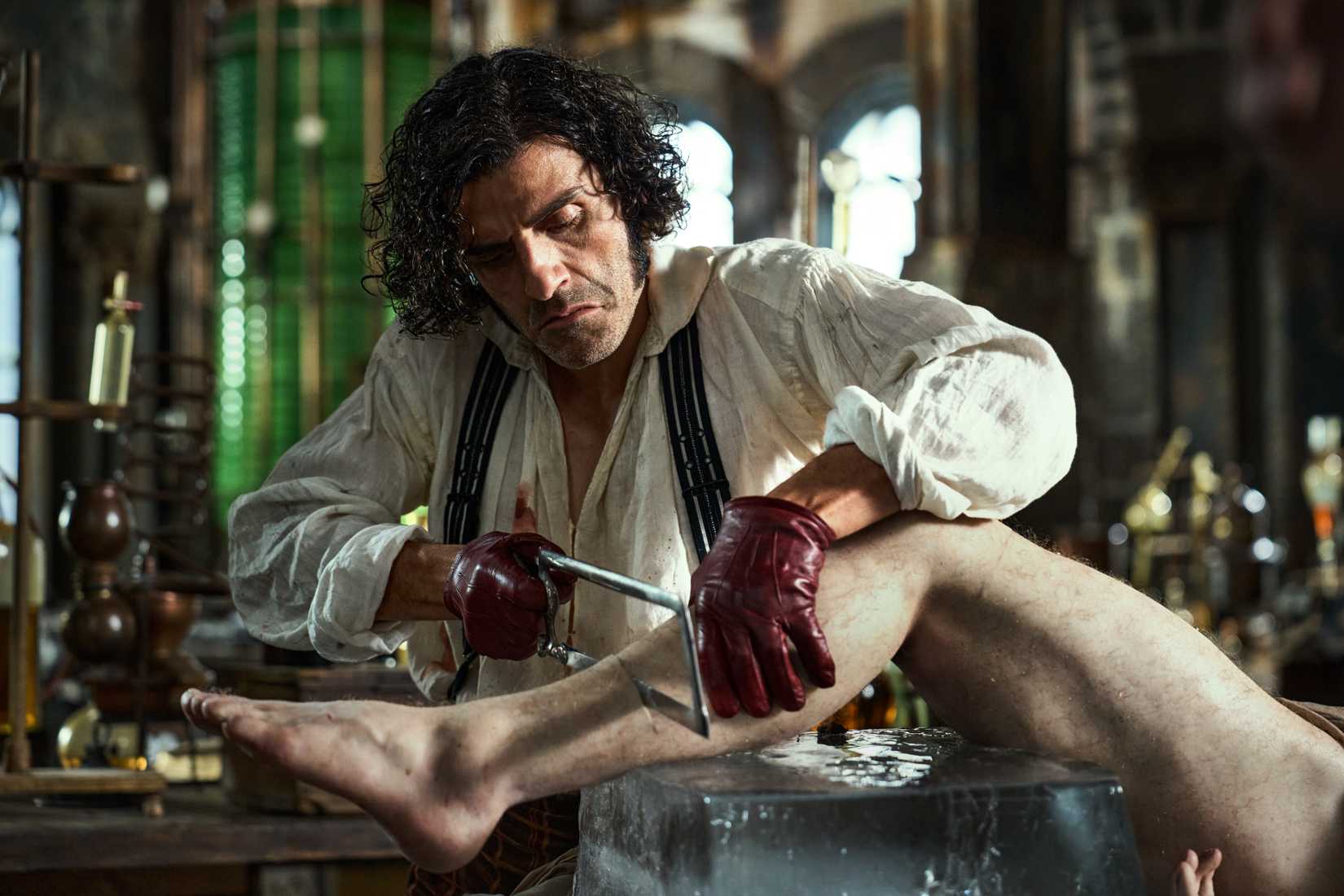 Dr. Victor Frankenstein working in his lab.