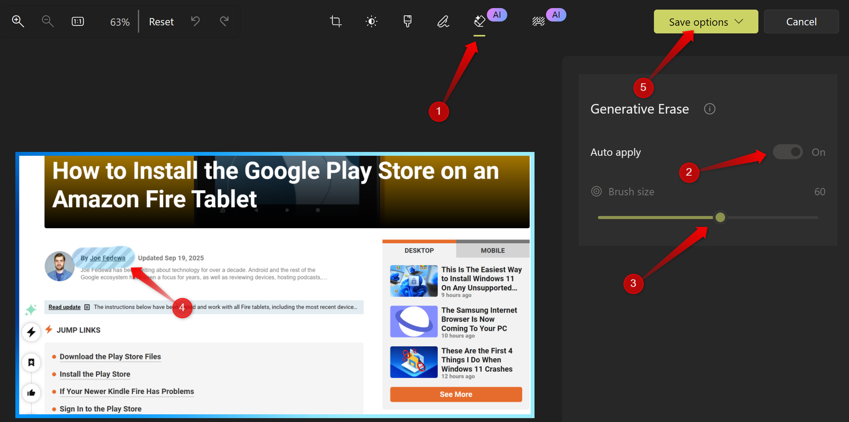 Hiding specific part of an image using the Photos app.