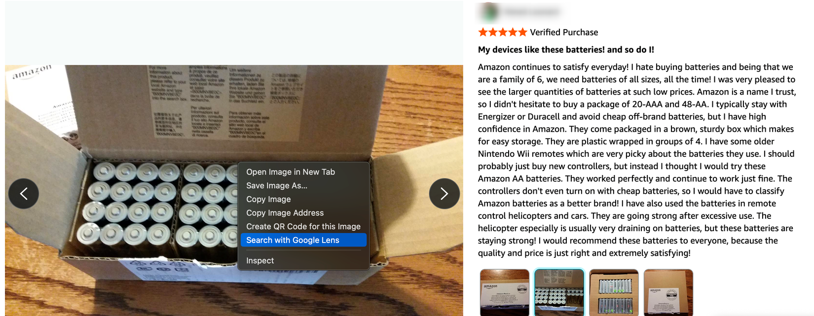 Searching for an image with Google Lens on the Amazon site.