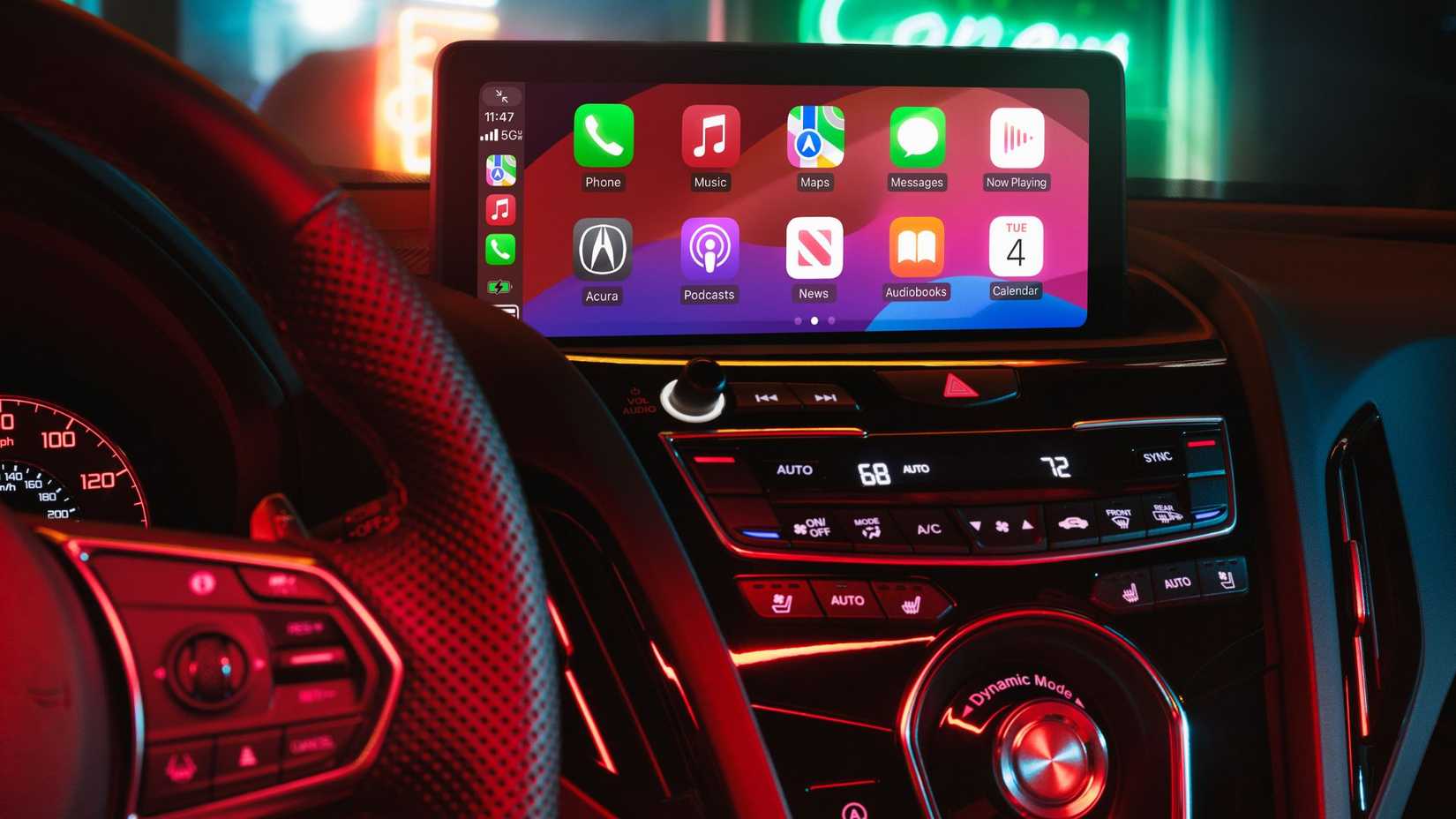 Close-up shot of the infotainment screen in a 2025 Acura RDX A-Spec.