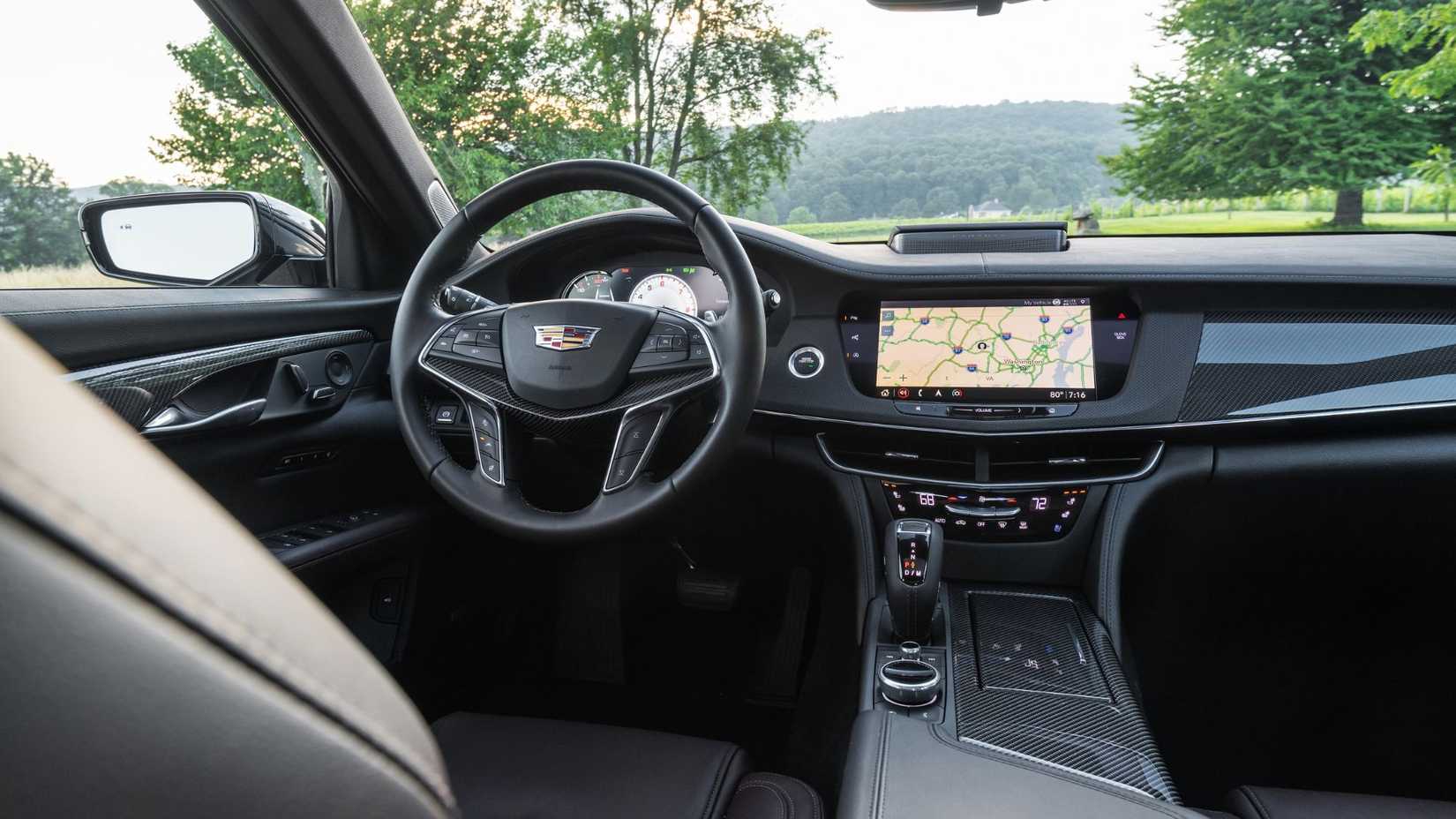 Shot inside the cabin of a 2020 Cadillac CT6-V.