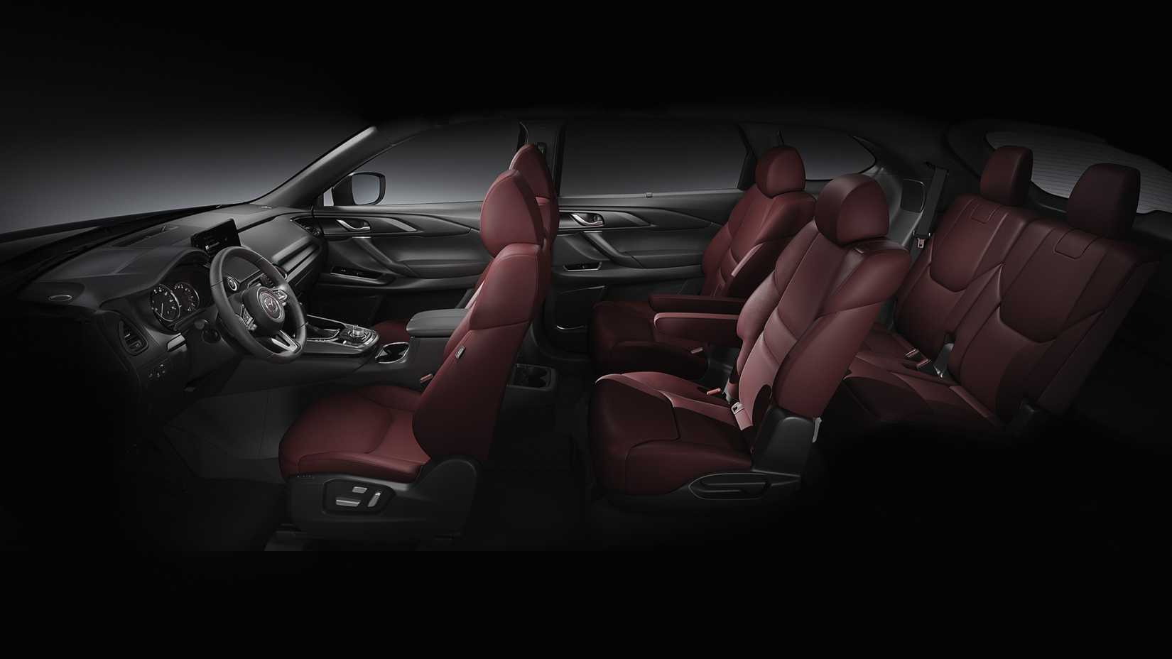 A shot of the interior of all three rows of the 2021 Mazda CX-9. 