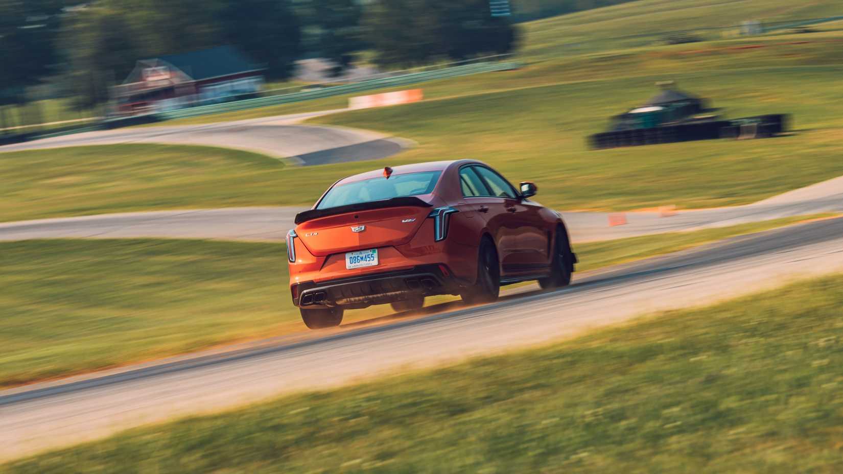 Rear 3/4 shot of a 2022 Cadillac CT4-V Blackwing
