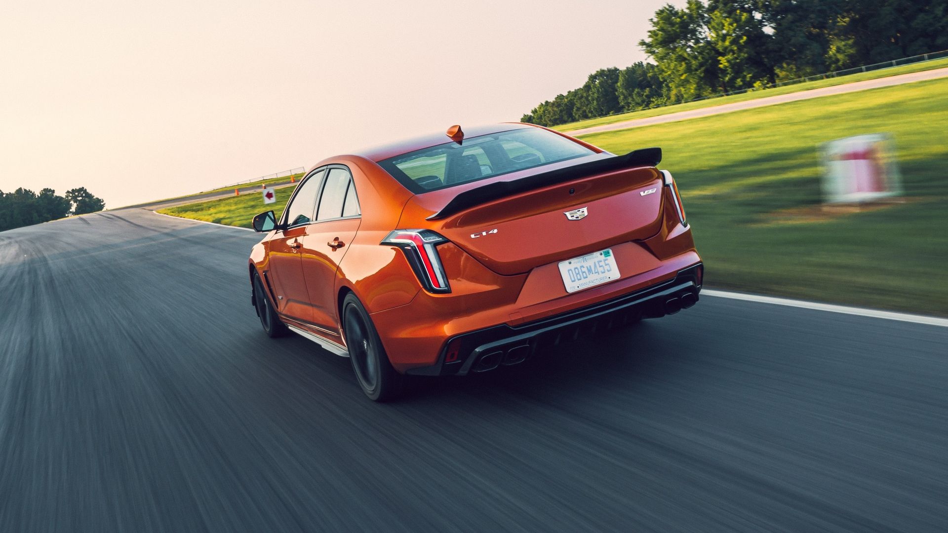 Rear 3/4 shot of a 2022 Cadillac CT4-V Blackwing