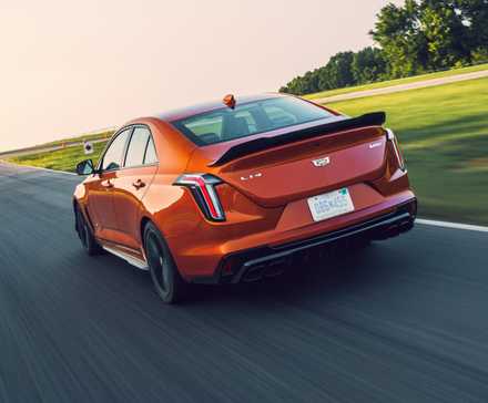 Rear 3/4 shot of a 2022 Cadillac CT4-V Blackwing