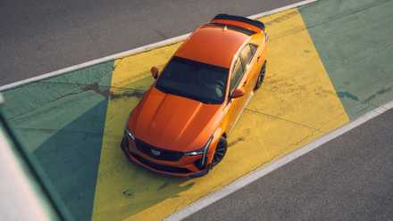 Front 3/4 shot of a 2022 Cadillac CT4-V Blackwing