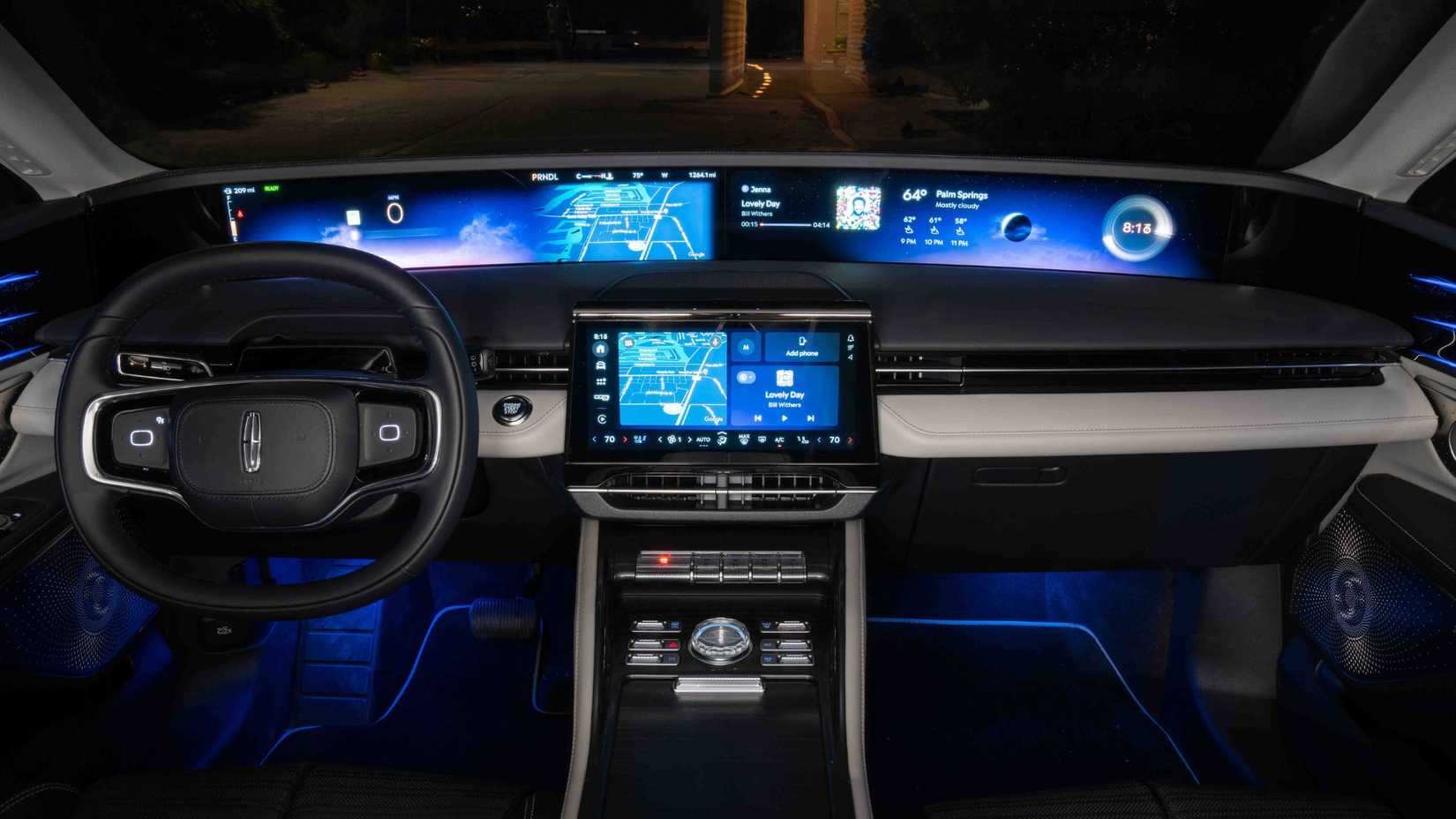 Shot inside the 2024 Lincoln Nautilus showing its 48-inch display.