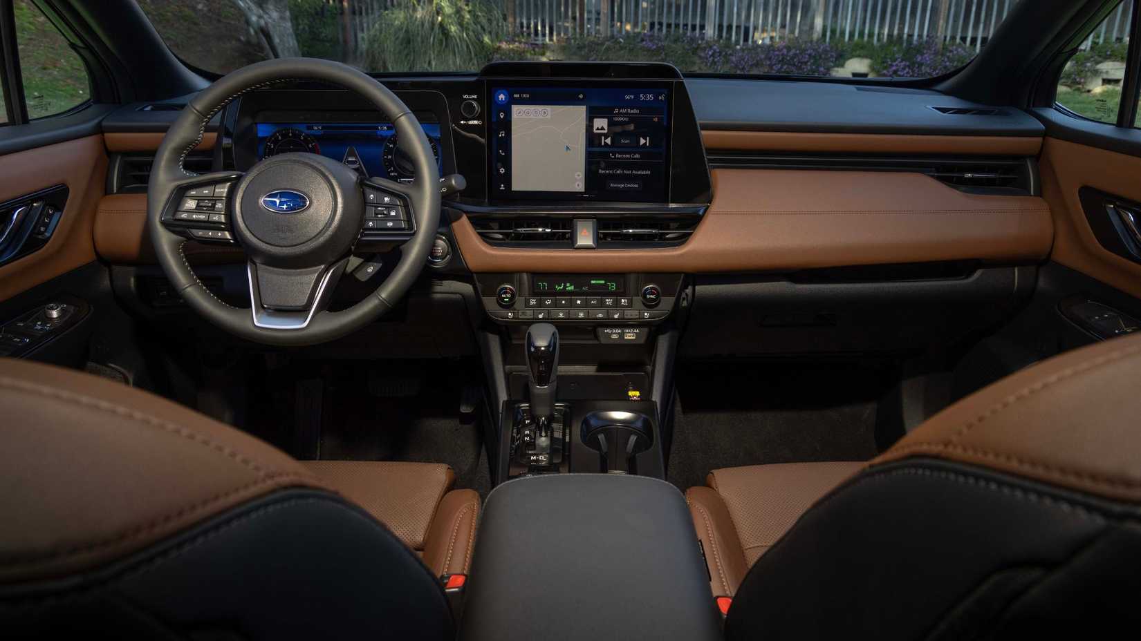 Shot inside the cabin of a 2026 Subaru Outback.