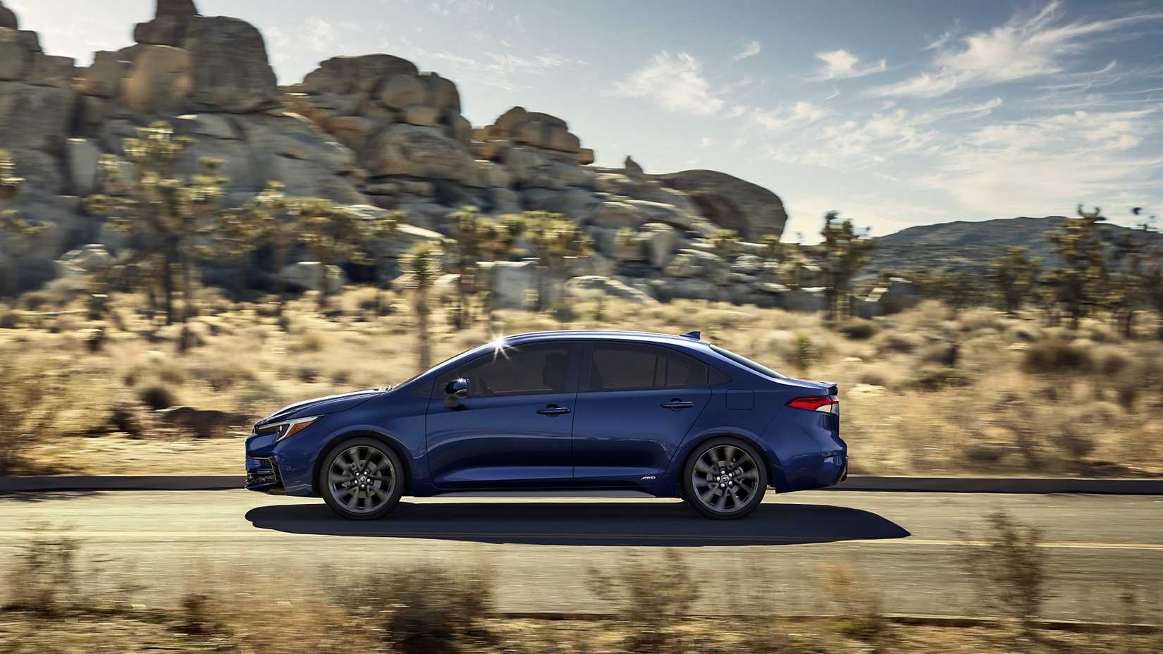 Side profile shot of a 2026 Toyota Corolla Hybrid