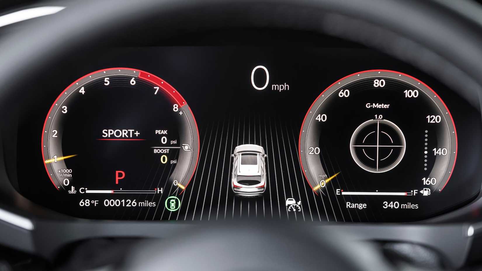 Close-up shot of the digital instrument cluster in a 2022 Acura MDX Type S.