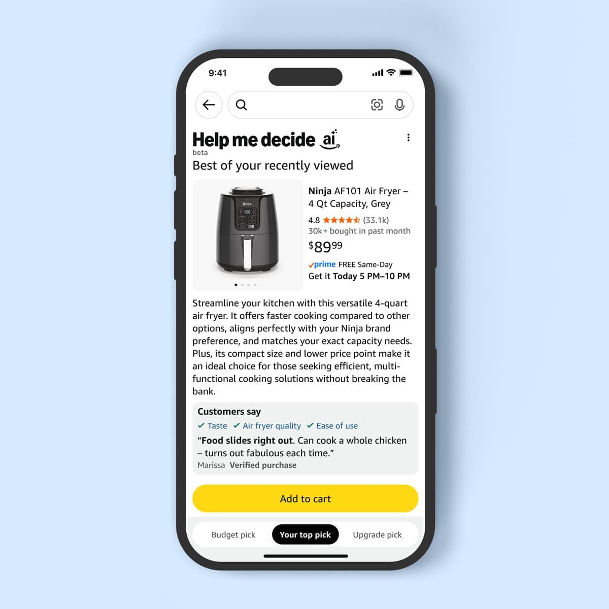 A listing from Help Me Decide AI on Amazon