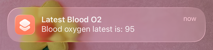 Blood oxygen level notification on iPhone.