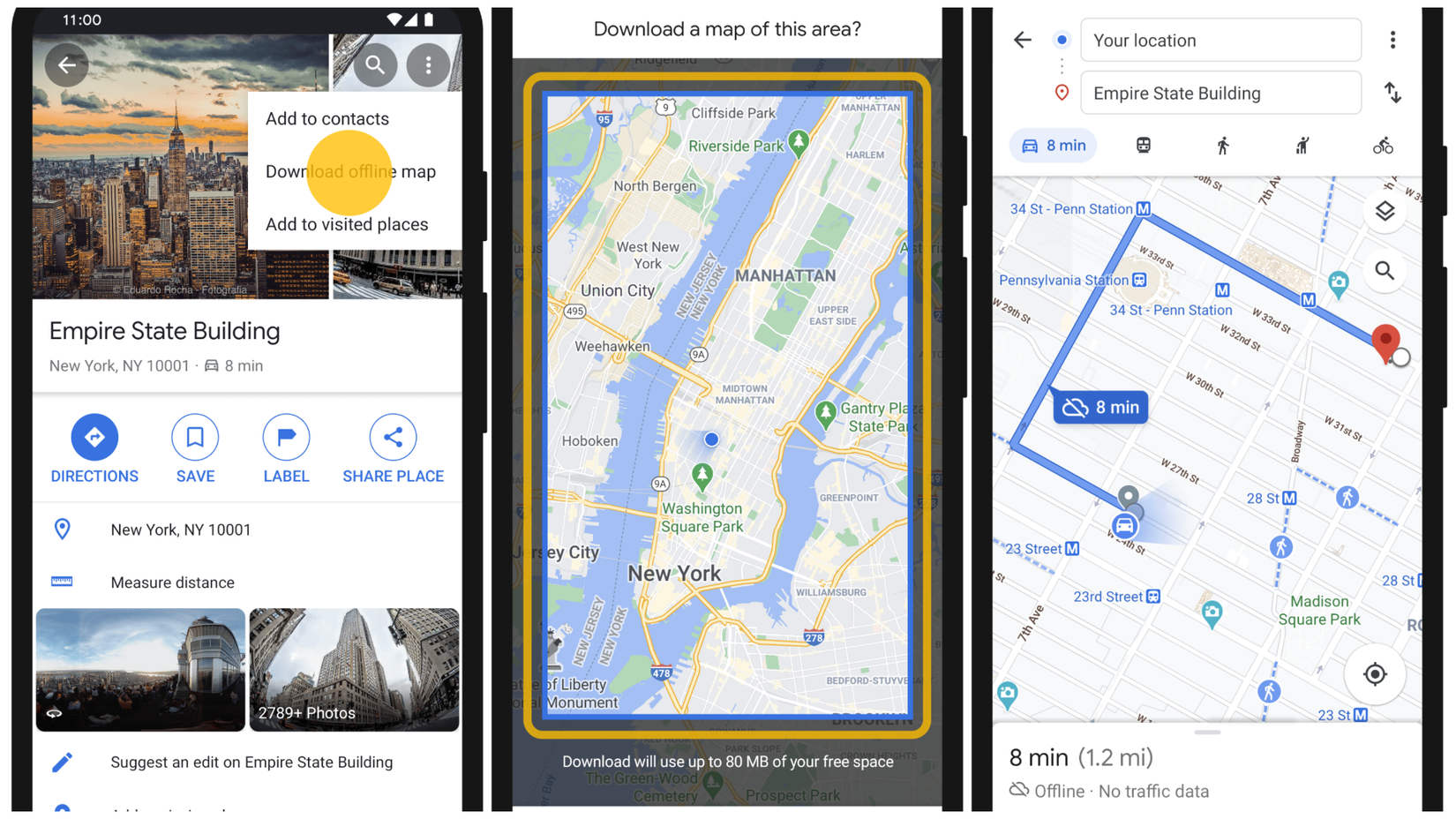 A person downloading maps offline in Google Maps