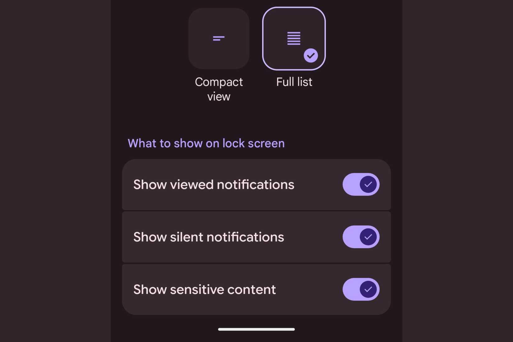 A screenshot showing the notification settings.