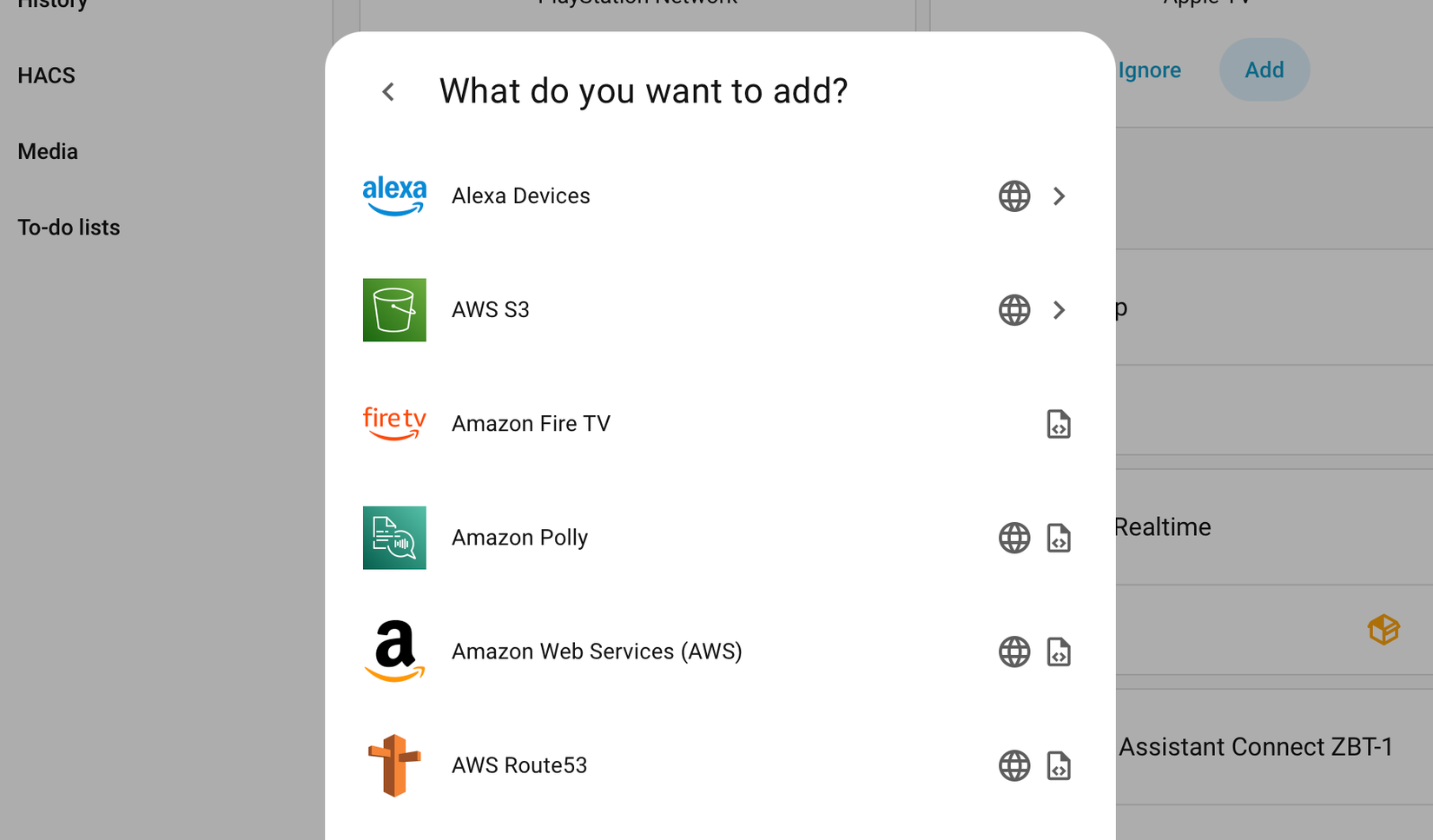 Adding a new Amazon account to Home Assistant.