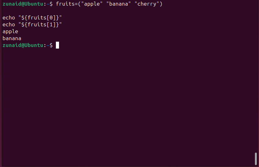 Um exemplo de array indexado.