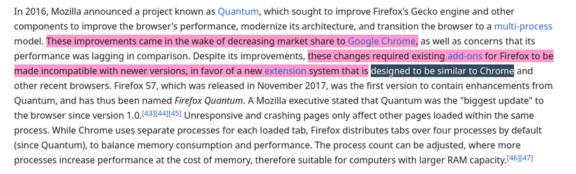 An excerpt from a Wikipedia article is displayed. There are three sentences highlighted, one in pink and the other in a dark blue.