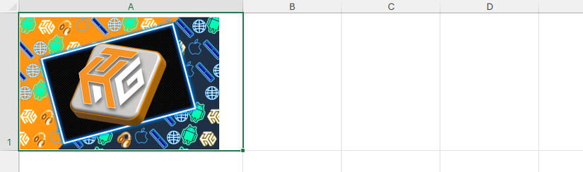 An image containing the HTG logo is placed in cell A1 in Excel.