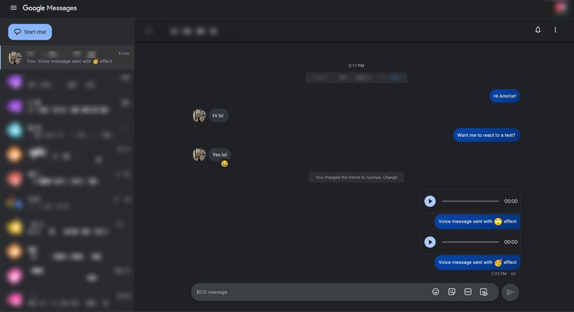 Google Messages on web browser.