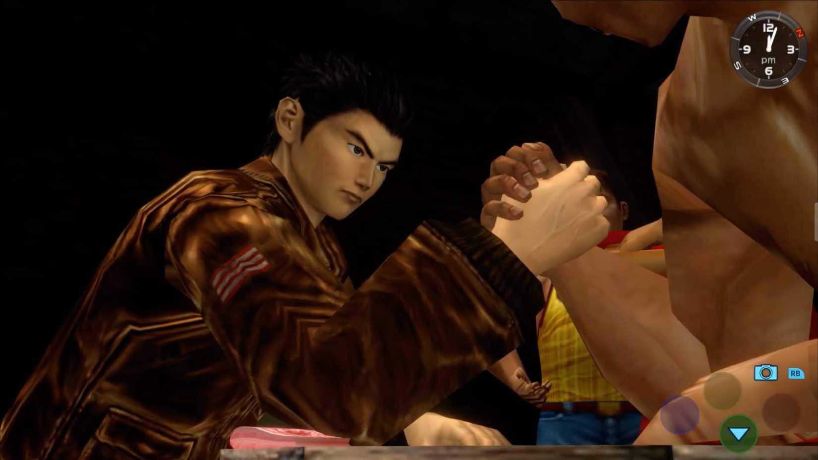 Arm wrestling in Shenmue II.