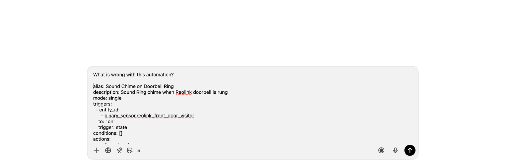 Asking ChatGPT to debug a Home Assistant automation.