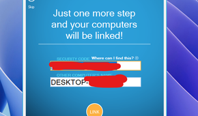 Attempting to link two devices using the security key.