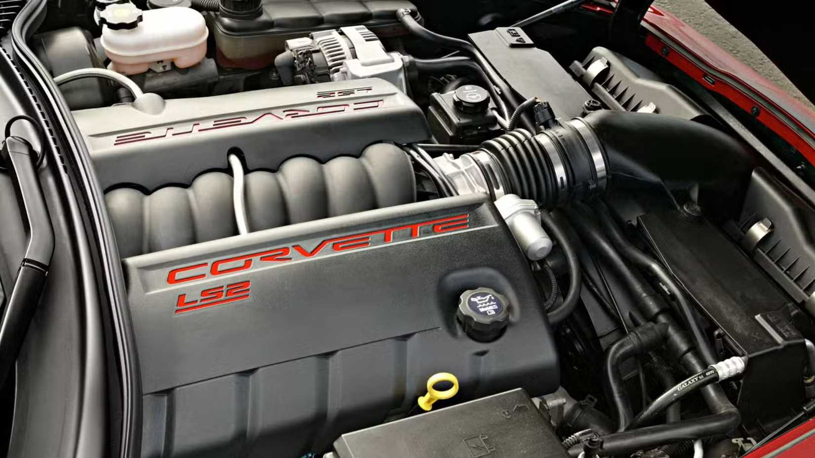 Close-up of the Chevrolet Corvette C6 engine.