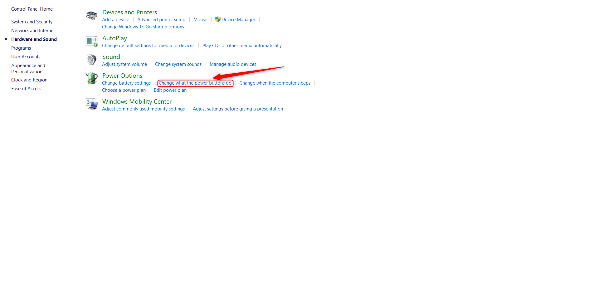 Various options within the Windows 11 control panel.