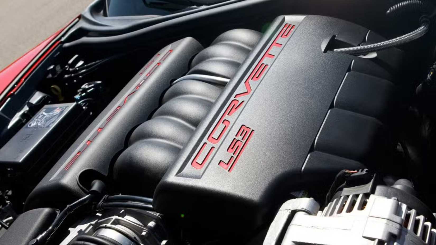 Close-up of the C6 Chevrolet Corvette LS3 engine.