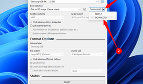 Click the small arrow, then click Download.