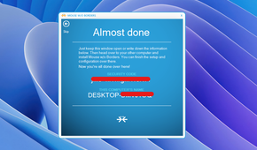 Security keys and computer names for linking two devices.
