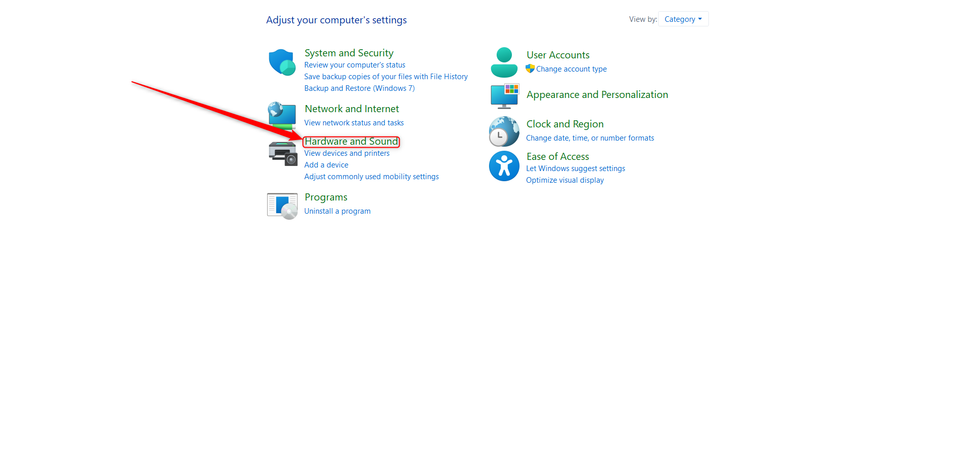 The Control Panel on Windows 11.