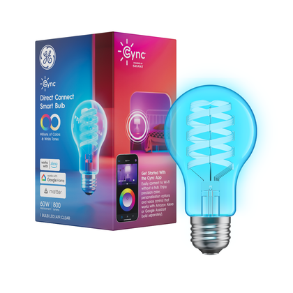Cync Clear Full Color Direct Connect A19 Smart Bulb Packaging & Bulb