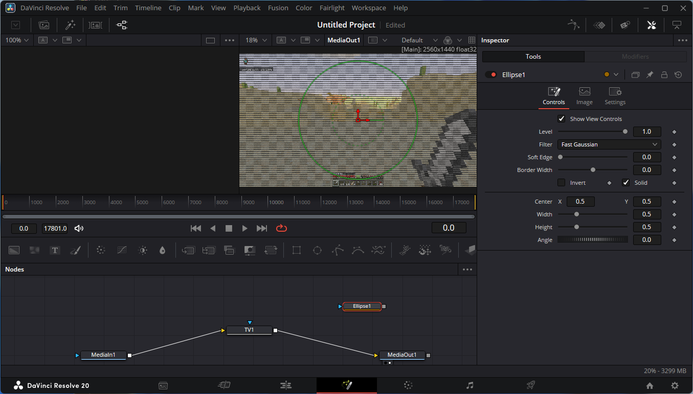 DaVinci Resolve's node system showing off a few video effects.