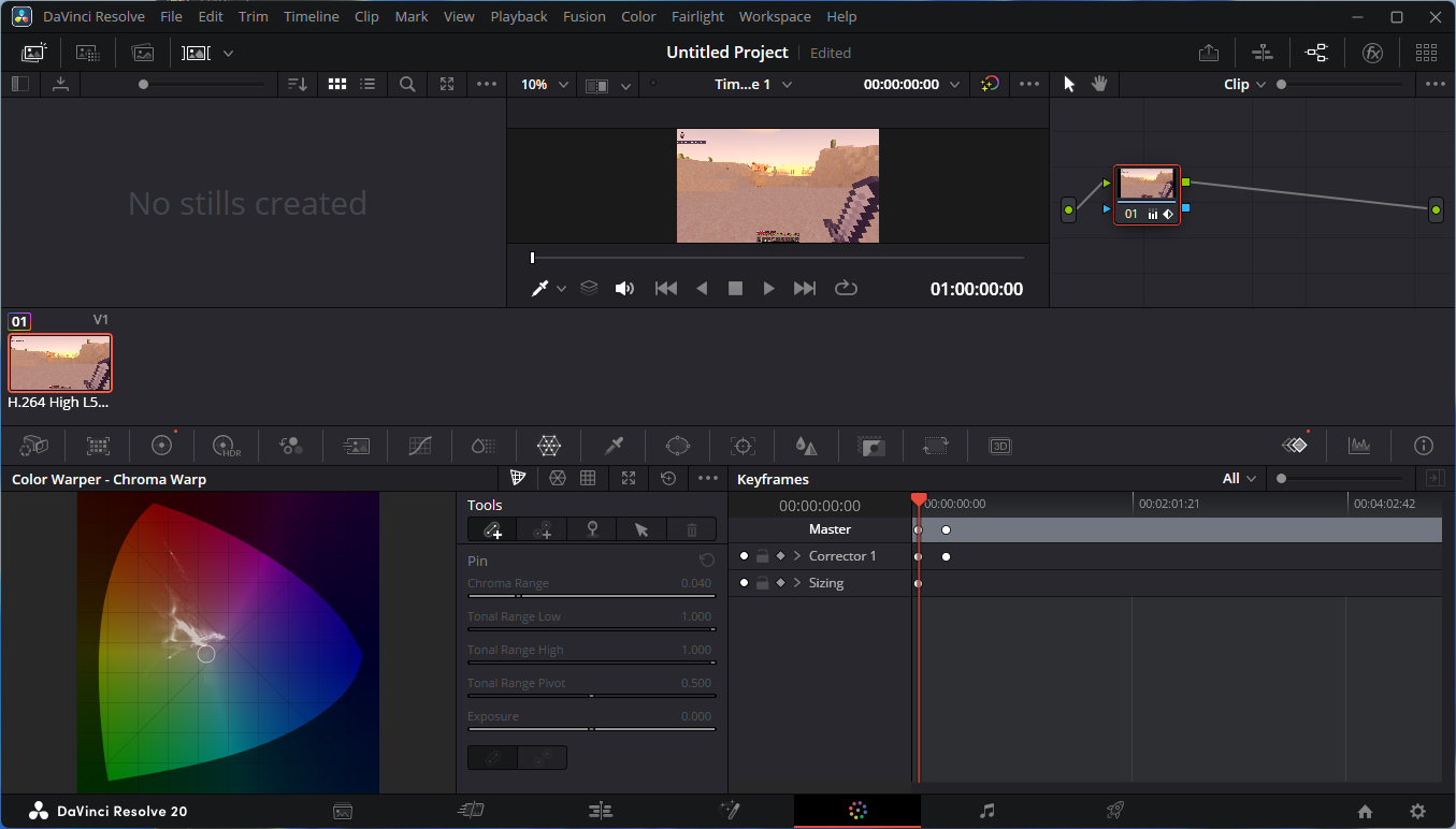 DaVinci Resolve's node system while color grading.