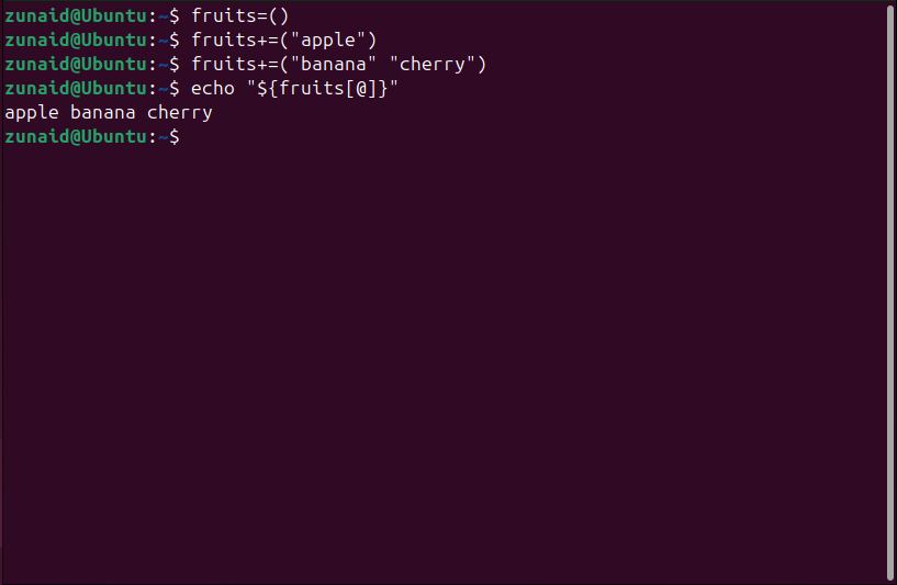 Declarar um array vazio no Bash e adicionar elementos posteriormente.